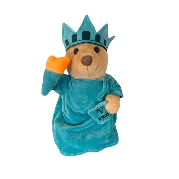 NEW YORK CITY TEDDY BEAR Statue of Liberty 8" Plush 1999 USA VINTAGE - Picture 1 of 9